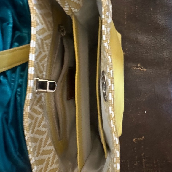 SAS leather purse. Mustard yellow. 7”/7”. Like new. Leather and chain strap. - Picture 4 of 4